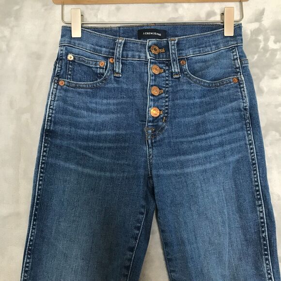 J. Crew Jeans Womens 24 Blue Vintage Straight Button Fly Raw Hem Ankle J9755 - Picture 3 of 12